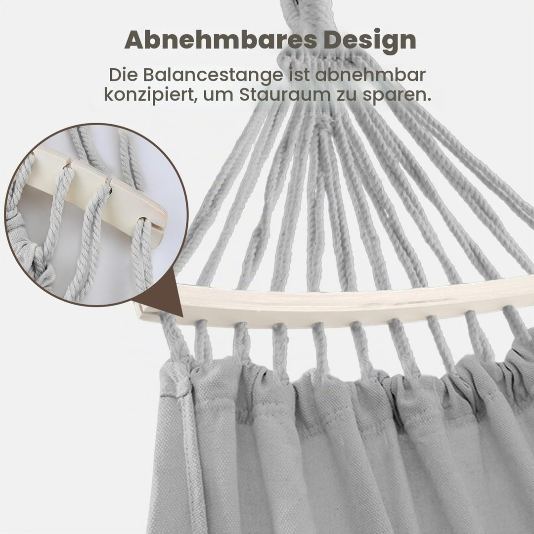 Hängematte Outdoor Boho-Stil für Garten, Balkon, Terrasse, Indoor, mit gebogener Holzstange, Befesti