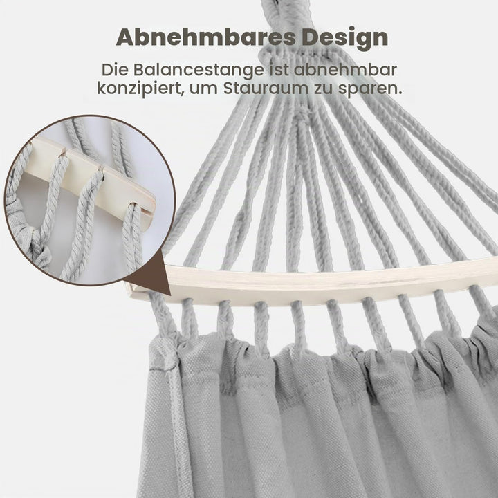 Hängematte Outdoor Boho-Stil für Garten, Balkon, Terrasse, Indoor, mit gebogener Holzstange, Befesti