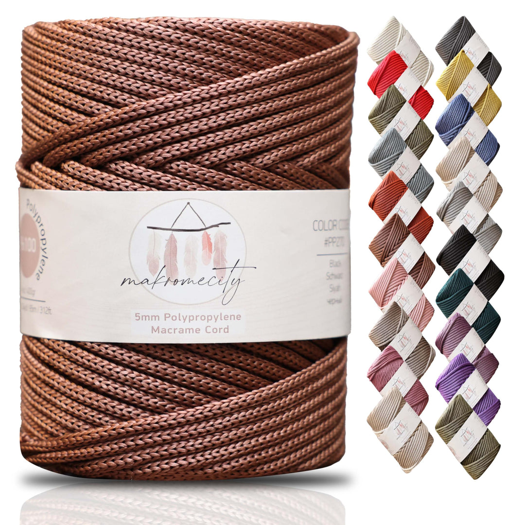 Makromecity Makramee Garn 5mm x 95m Premium Polyester Makramee Schnur Polypropylene Yarn Basteln für