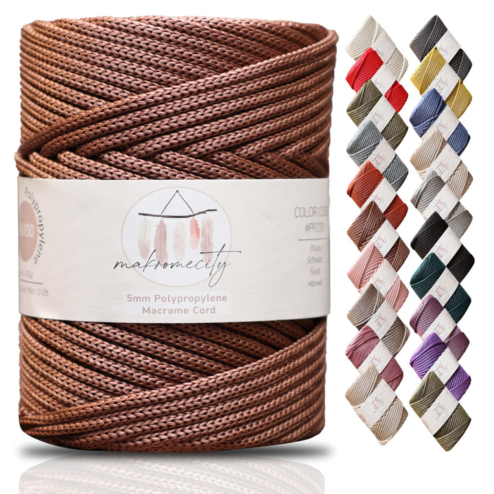 Makromecity Makramee Garn 5mm x 95m Premium Polyester Makramee Schnur Polypropylene Yarn Basteln für