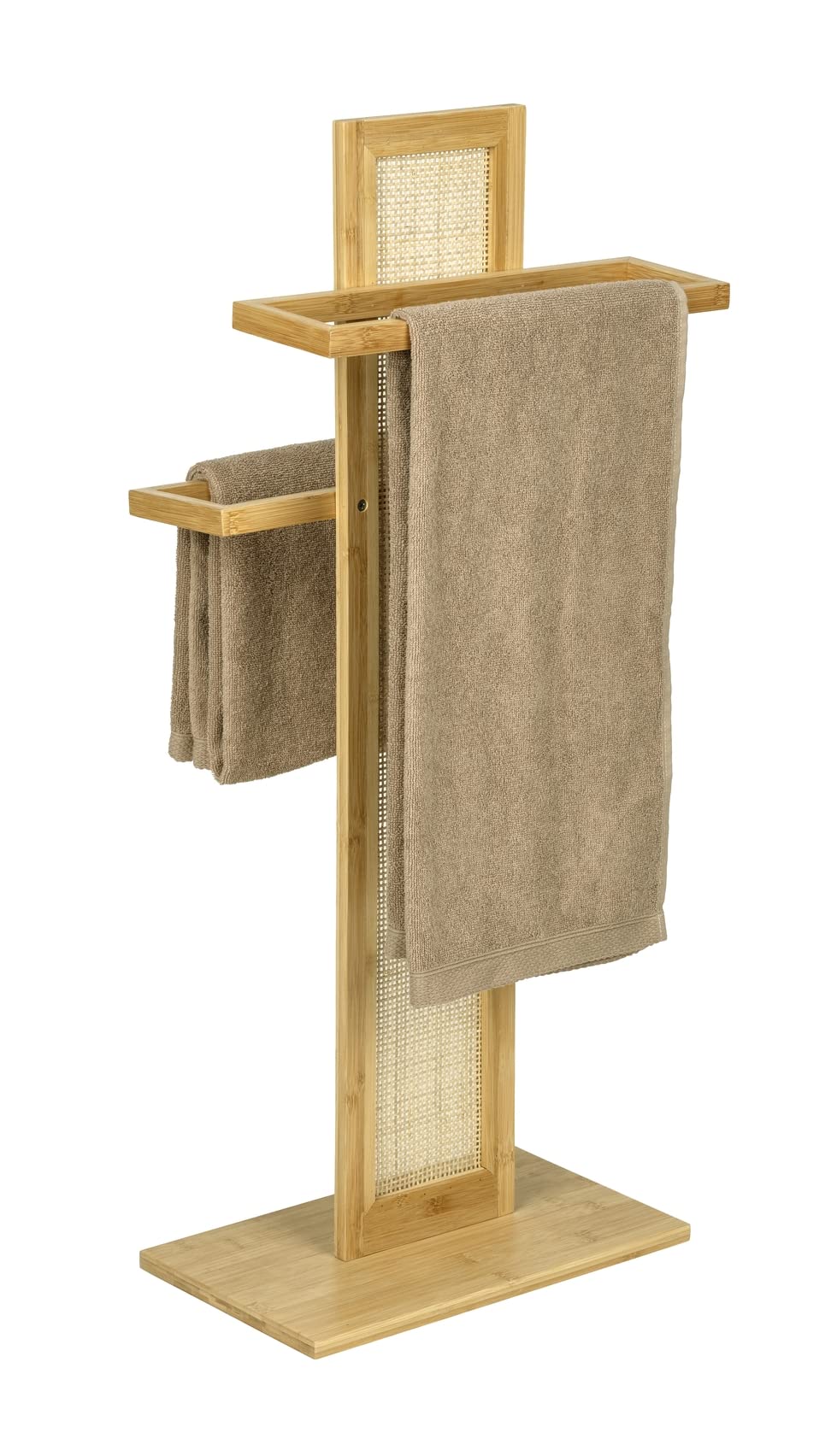 WENKO Handtuchständer Allegre, dekorativer Handtuchhalter aus hochwertigem Bambus und Rattan-Geflech