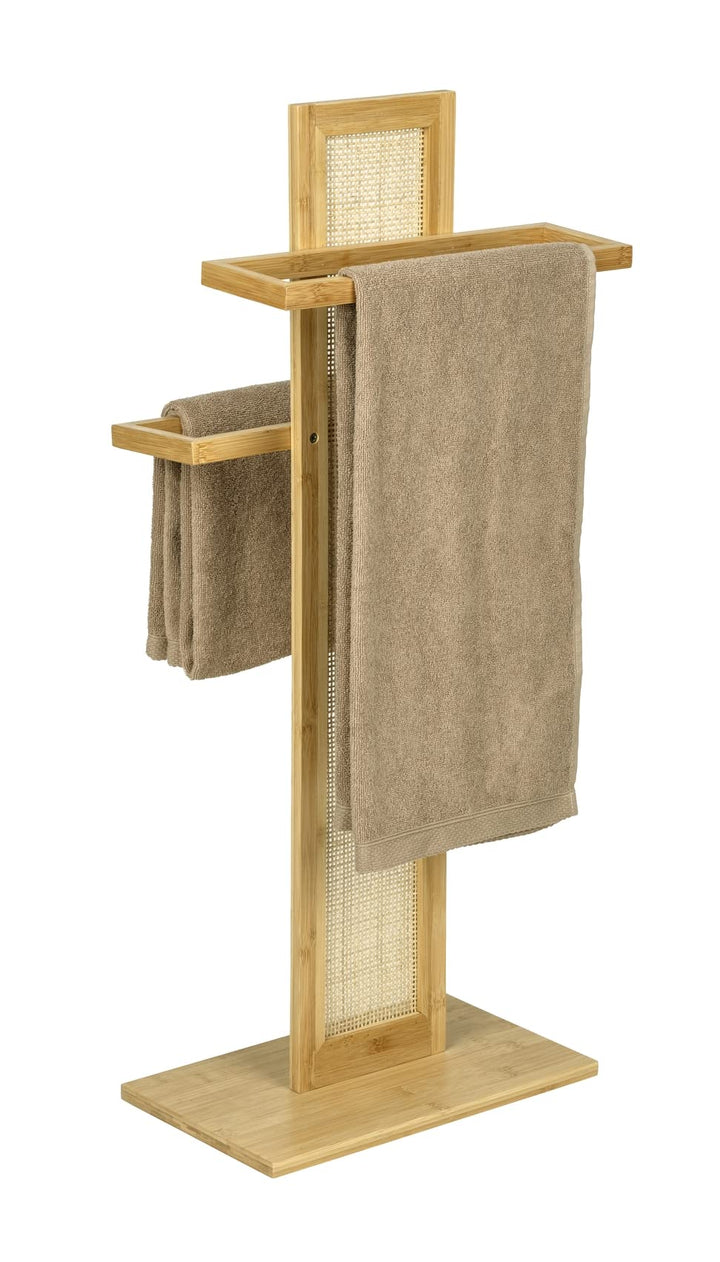 WENKO Handtuchständer Allegre, dekorativer Handtuchhalter aus hochwertigem Bambus und Rattan-Geflech