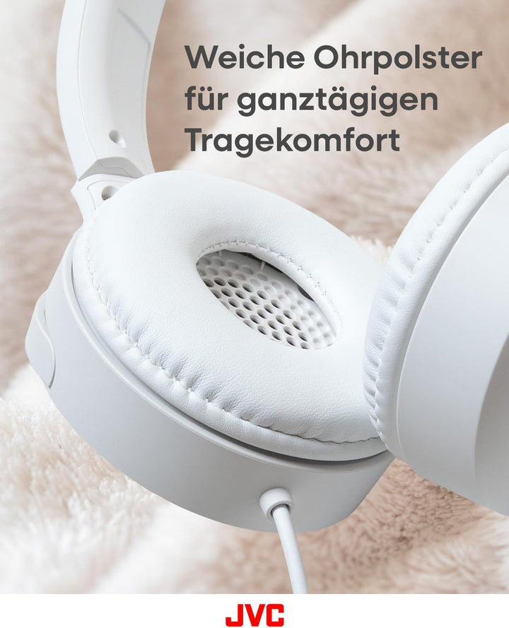 JVC HA-S33UC-W USB-C On-Ear-Kopfhörer, weiche Ohrpolster, faltbar, mit Mikrofon & 3-Tasten-Fernbedie