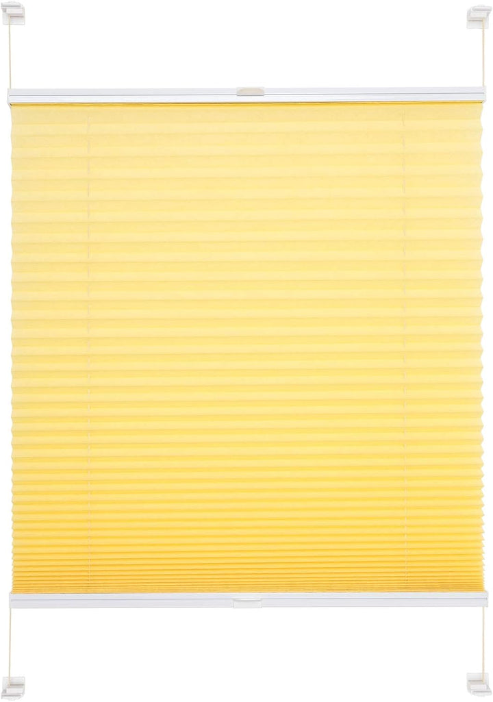 Liedeco® Plissee verspannt mit Klemmträger / 75 x 150 cm Lemon Yellow (gelb) (Breite x Höhe) / licht