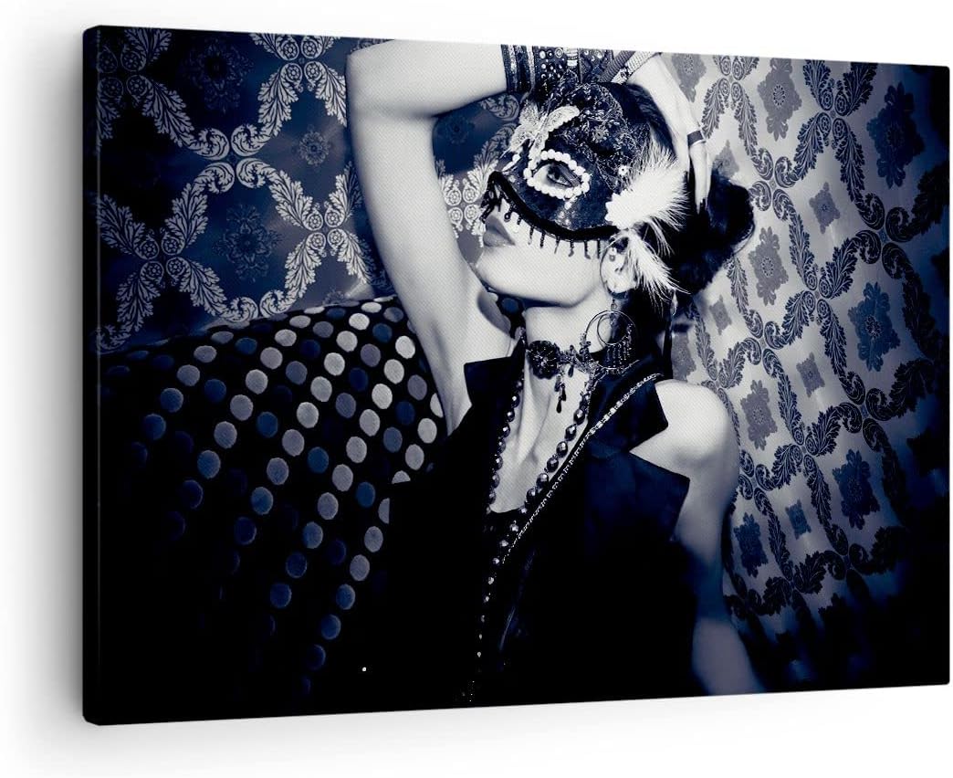 Bilder auf Leinwand Frau Karneval Maske Mode Leinwandbild 70x50cm Wandbilder Dekoration Wohnzimmer S