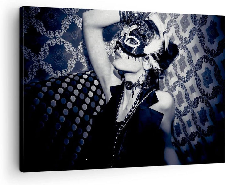 Bilder auf Leinwand Frau Karneval Maske Mode Leinwandbild 70x50cm Wandbilder Dekoration Wohnzimmer S