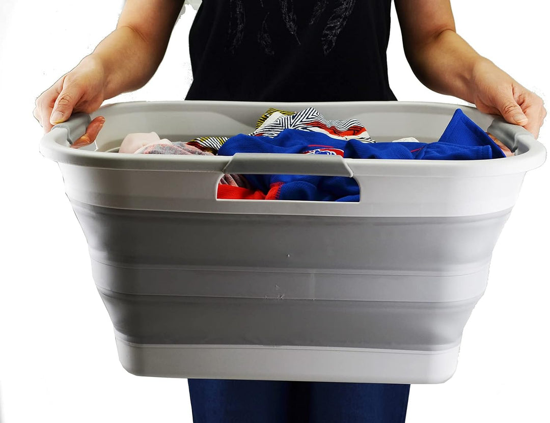 SAMMART 30L zusammenklappbarer Wäschekorb aus Kunststoff – faltbarer Pop-Up-Aufbewahrungsbehälter/Or