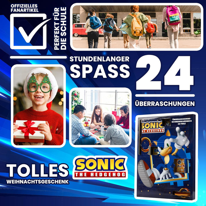 Sonic The Hedgehog Adventskalender 2024 - Schreibwaren Weihnachtskalender Jungen und Mädchen