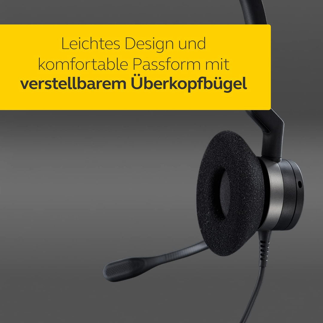 Jabra Biz 2300 USB-A MS On-Ear Mono Headset - Skype for Business zertifizierte Noise Cancelling Kabe
