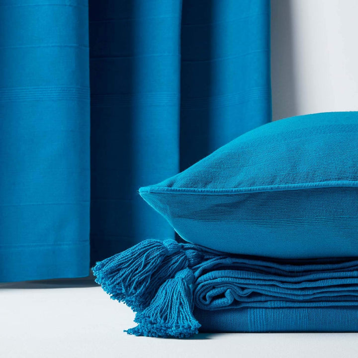 Homescapes grosse Tagesdecke Rajput, türkis/blau, Wohndecke aus 100% Baumwolle, 225 x 255 cm, Sofaüb