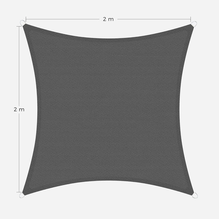 SONGMICS Sonnensegel 2 x 2 m, Sonnenschutz aus HDPE-Gewebe, luftdurchlässig, wasserdurchlässig, für