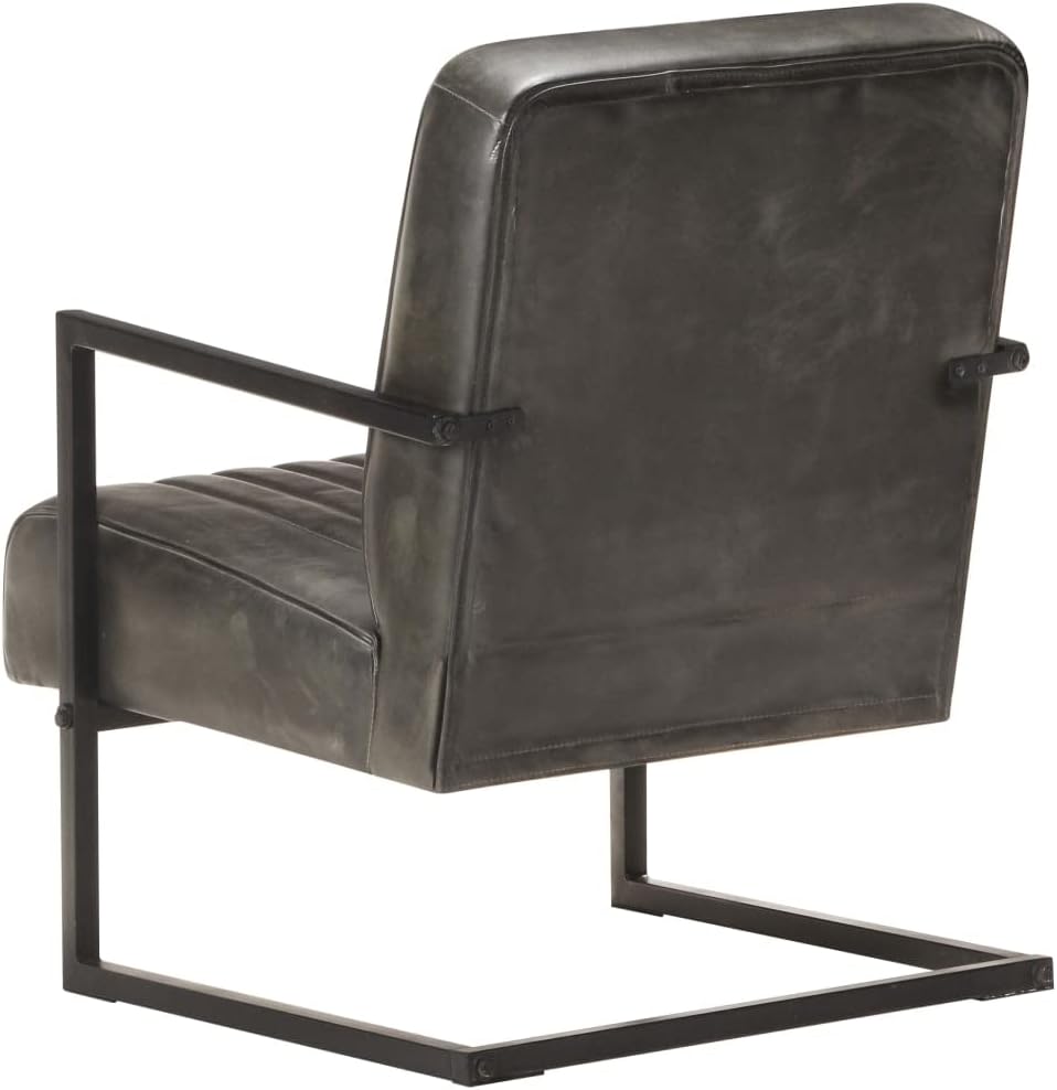 Bussandri Exclusive - Freischwinger Sessel Distressed Grau Echtleder