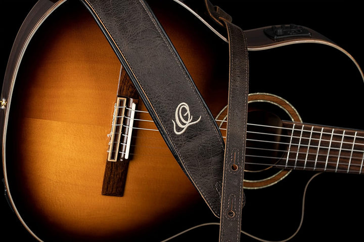 Ortega Guitars Echtleder Gitarrengurt längenverstellbar - Akustik Gitarre / Bass, E-Gitarre, E-Bass