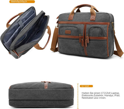 CoolBELL Laptop Aktentasche 17,3 Zoll schützend Messenger Bag Umhängetasche Herren Businesstasche Ar