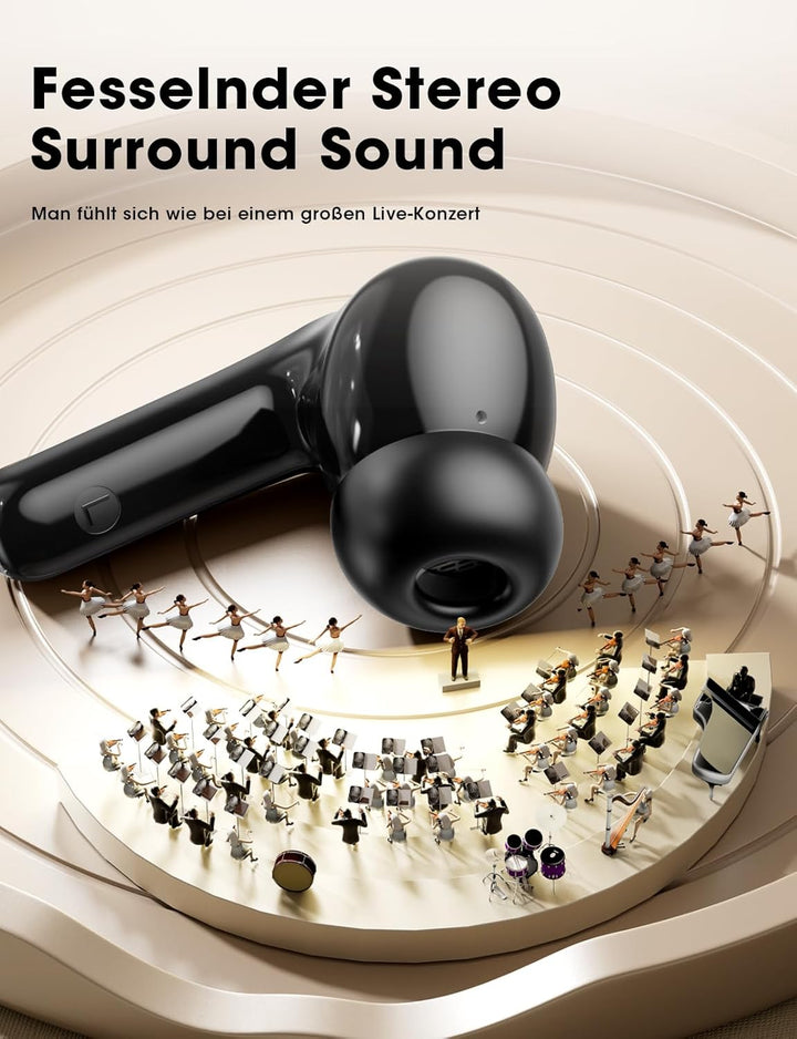 ZZU Bluetooth Kopfhörer, Kopfhörer Kabellos Bluetooth 5.4,2026 in Ear Kopfhörer mit 4 ENC Noise Canc