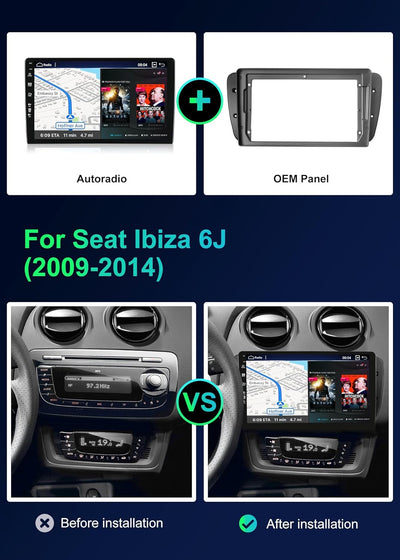 SXAUTO ¦ 8G+256G ¦ Android 12 IPS Autoradio für Seat Ibiza 6J (2009-2014) - Eingebaut Carplay/Androi