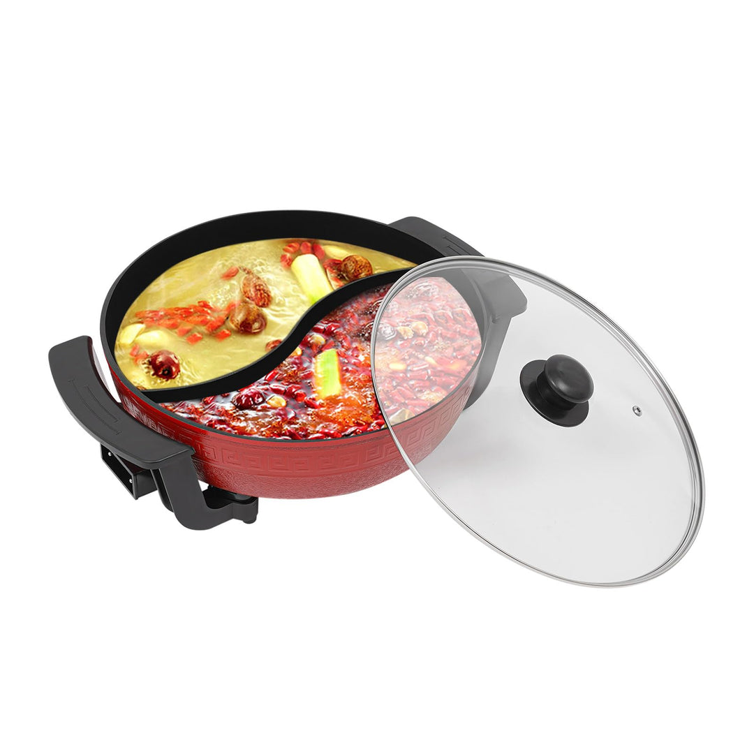 Hot Pot Elektrisch 6L | 1350W Hot Pot Doppelter Topf mit Deckel | Hotpot mit einer präzisen Temperat