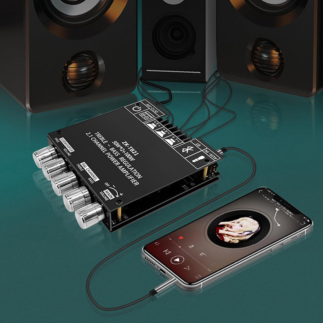 2x50W + 100W Bluetooth Verstärker Modul Hifi Stereo - 2.1 Audio Amplifier Board TPA3116D2, 2.1 Verst