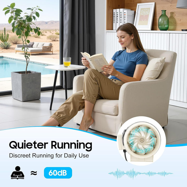 Inline-Kanalventilator 70W 540m³/h Abluftventilator leise für Bad Küche Keller