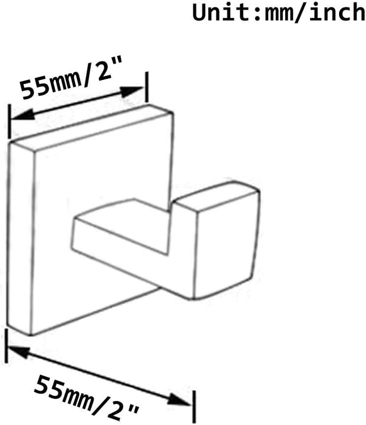 SHUNLI Handtuchhaken Kleiderhaken Wandhaken 4 Stück, Gebürstetes Nickel Modern Quadrat Garderobenhak