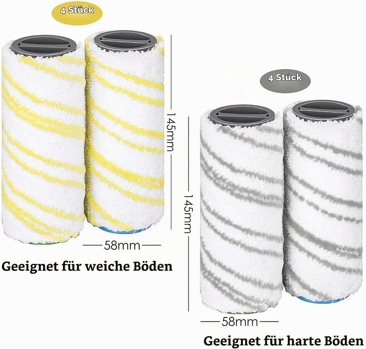 8 Stück Mikrofaserwalzenset für Kärcher FC7 FC5 FC3 FC3D EWM2 Elektrischer hartbodenreiniger 2.055-0