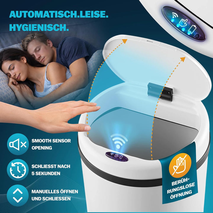Monzana Sensor Abfalleimer 56L Automatischer Mülleimer LED Anzeige Müllbehälter berührungslos Bewegu