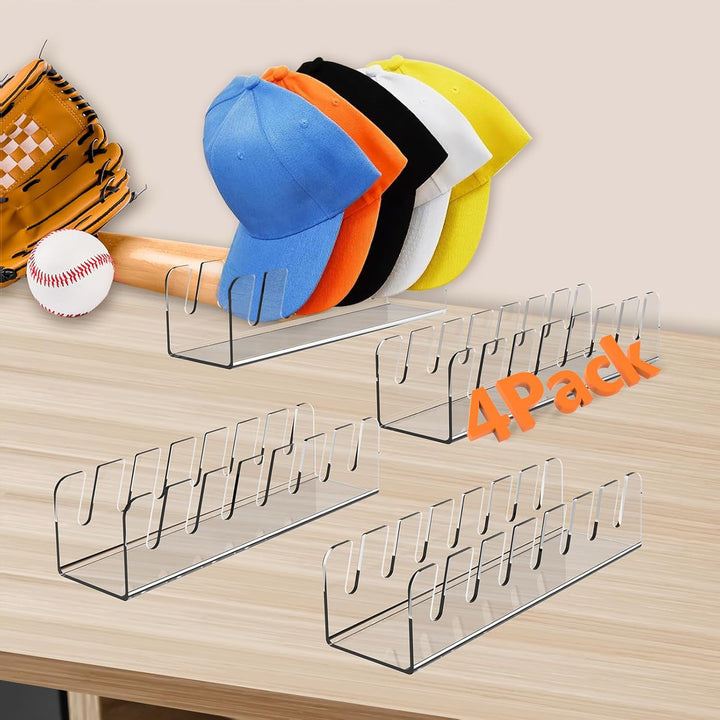 4 Stück Cap Halter, Acryl Cap Organizer Fasst 28 Baseballkappen, Desktop Kappenhalter Keine Installa