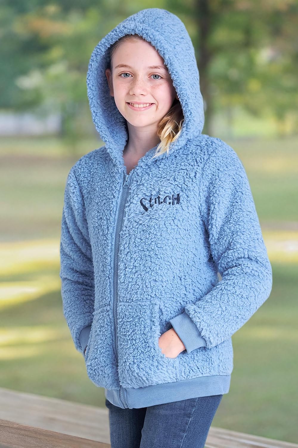 Disney Hoodie Mädchen Stitch, Warme Teddy Fleecejacke Mädchen Teenager 9-10 Jahre Blau Stitch Kinder