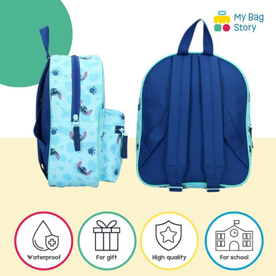 mybagstory - Rucksack – Stitch – Blau – Kinder – Schule – Kindergarten – Schulranzen Unisex – Grösse