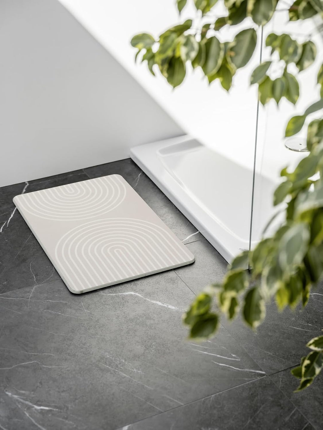 WENKO Badematte Mod. Nazca, aus natürlichem Diatomit, rutschfest, wasserabsorbierend und schnelltroc