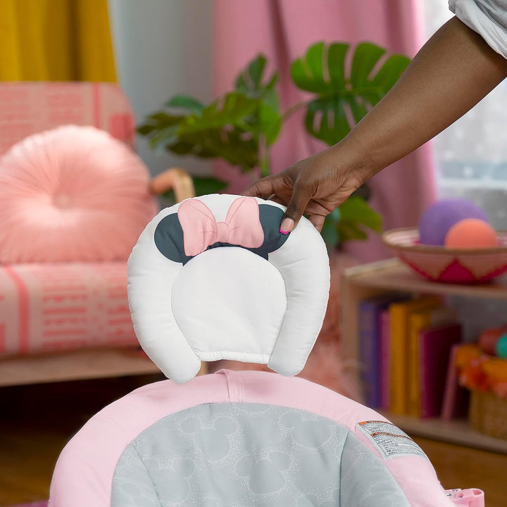 Bright Starts, Disney Baby, Minnie Maus Rosy Skies Babywippe mit beruhigenden Vibrationen mit 7 Melo