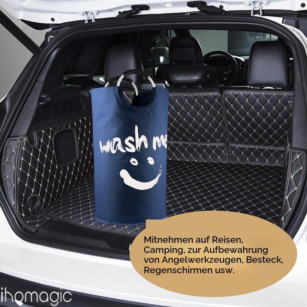 IHOMAGIC 115L Faltbar Wäschekorb, Grosser Wäschesammler Wäschetonne Stoff Wäschesack mit Griffe, Han