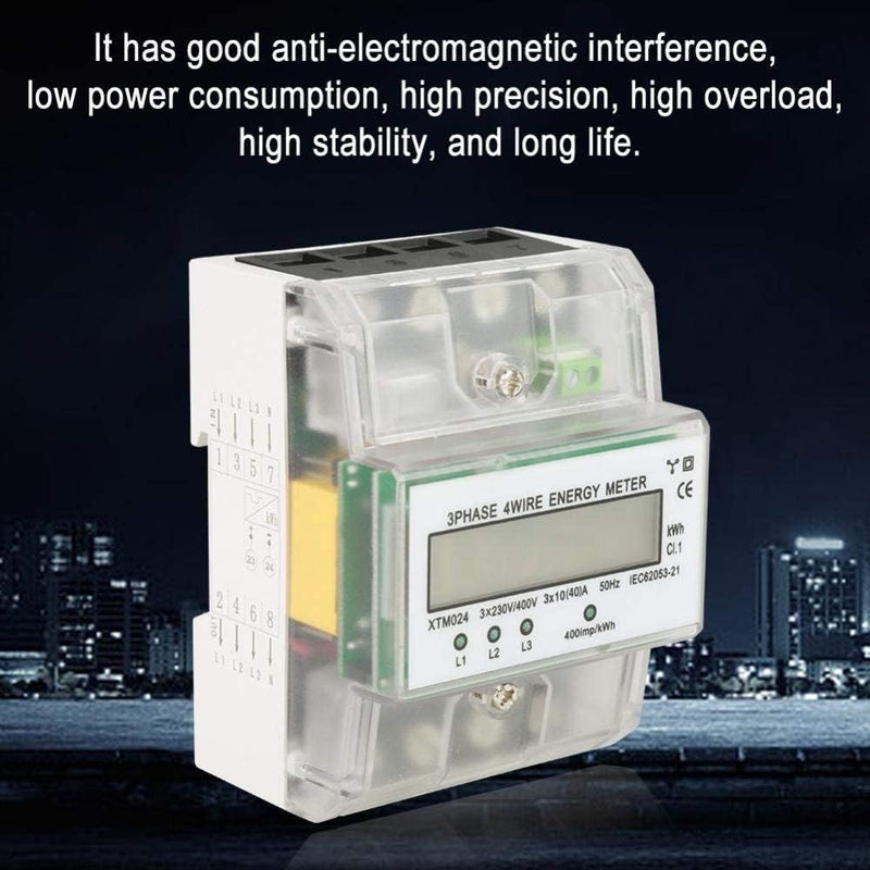 Digitaler 3-Phasen 4-Draht DIN-Schienen Stromzähler Elektronischer KWh-Zähler mit Klarsichtdeckel (1