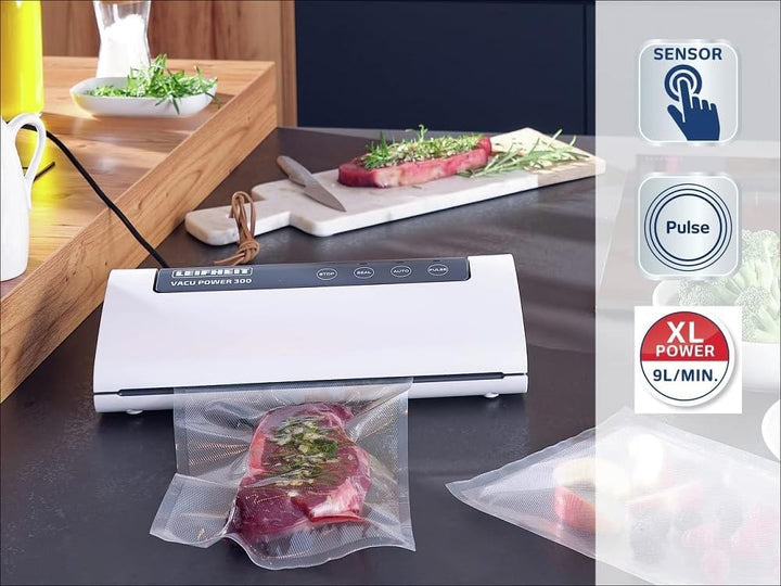 Leifheit Vakuumiergerät Vacu Power 300, Vakuumierer zum Konservieren, Lebensmittel bleiben 8x länger