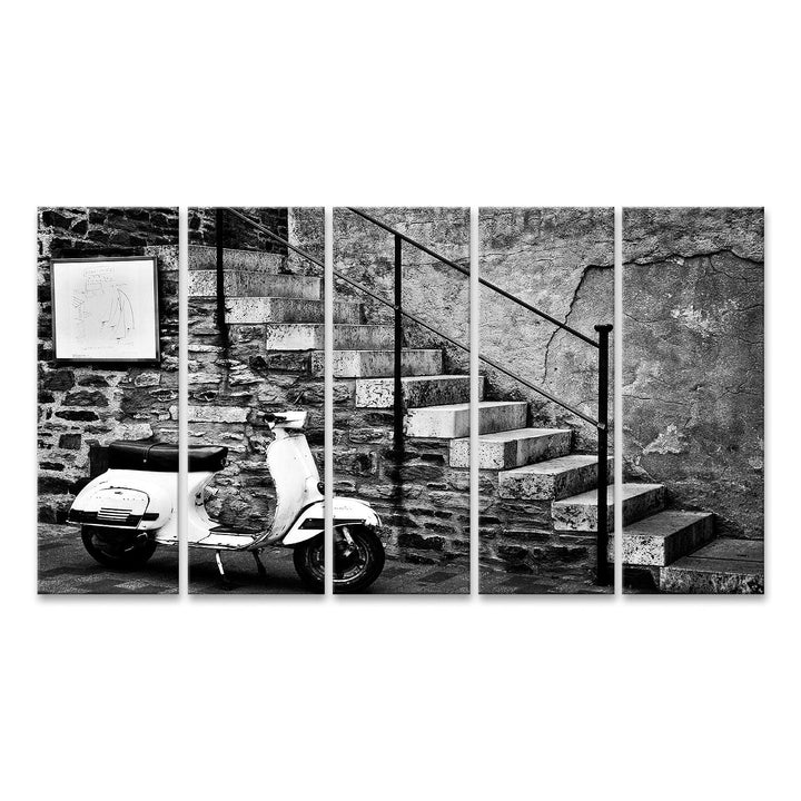islandburner Bild auf Leinwand Alter Vespa Roller Geparkt Bei Einem Café Bilder Wandbilder Poster Le