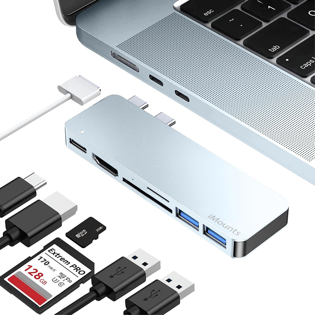 MacBook USB C hub - Himmelblau HDMI, SD-kartenleser, USB3.0, Adapter mit Thunderbolt, für MacBook Ai