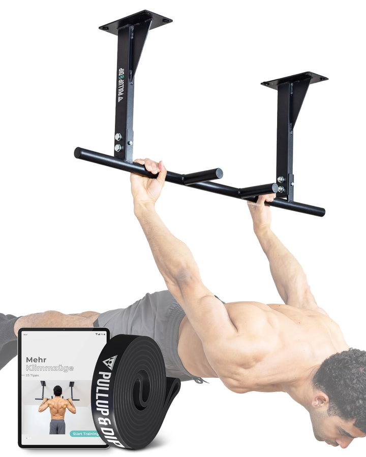 PULLUP & DIP Klimmzugstange für Deckenmontage – Pull Up Bar & Reckstange für das Home Gym – Stabil &