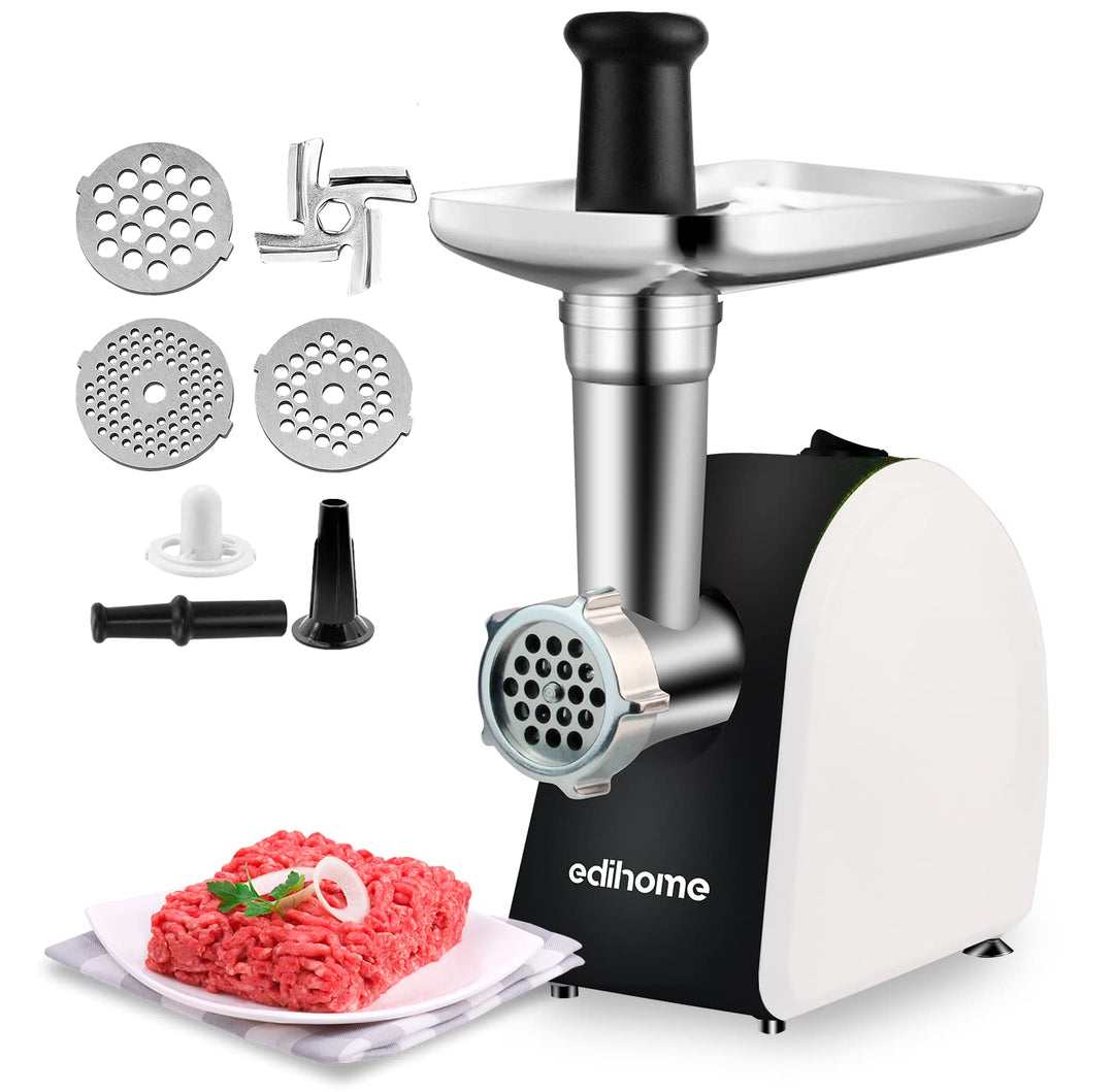 Edihome, Fleischwolf Elektrisch, mit Wurstfüller, Multifunktionell mit 3 Schneidplatten