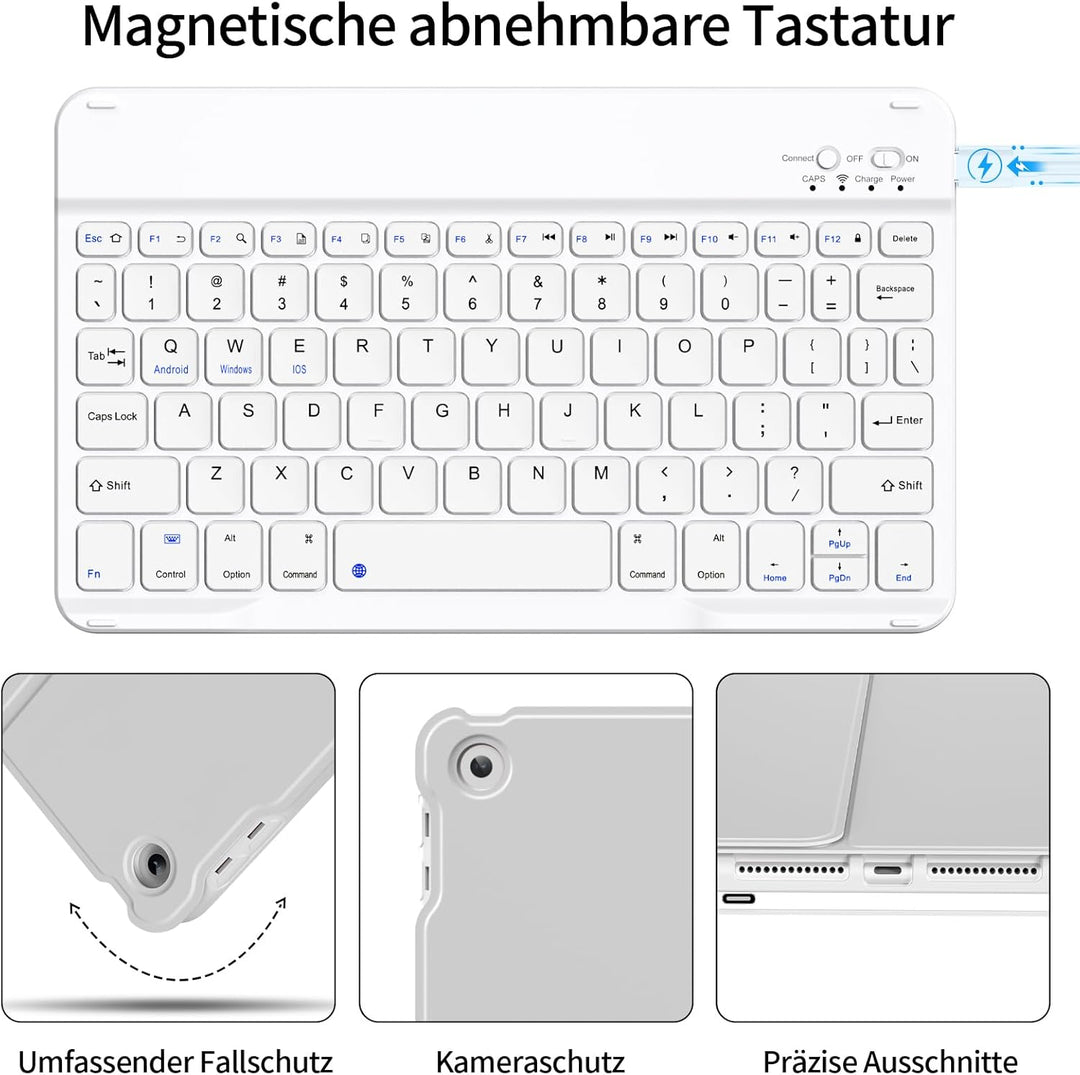 Tastatur Hülle für iPad 9. Generation / 8. Generation / 7.Generation 10,2 Zoll, Magnetisch Abnehmbar