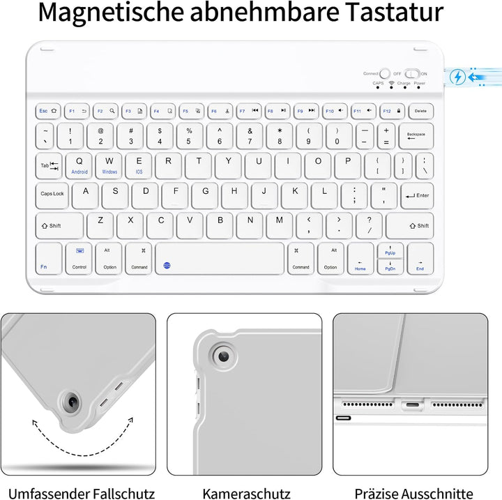 Tastatur Hülle für iPad 9. Generation / 8. Generation / 7.Generation 10,2 Zoll, Magnetisch Abnehmbar