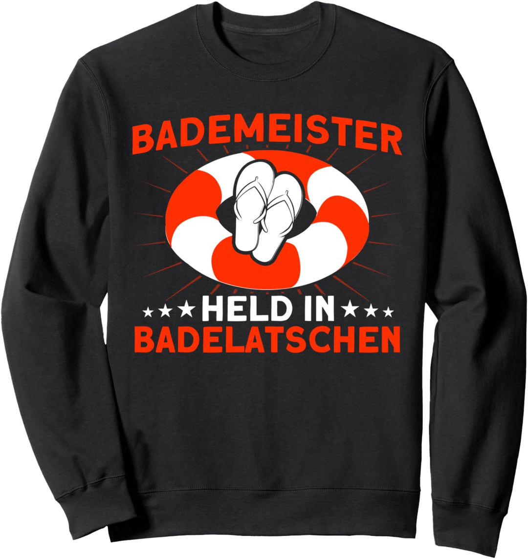 Rettungsschwimmer Held In Badelatschen Bademeister Sweatshirt