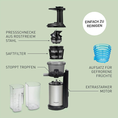 Panasonic MJ-L500S Slow Juicer / Entsafter / 2 Einsätze für Säfte & tiefgefrorene Zutaten / Frozen J