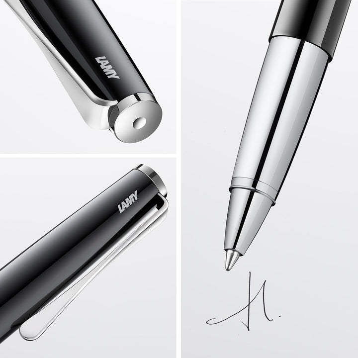 LAMY studio Tintenroller 368 - Rollpen aus Edelstahl in schwarzem Klavierlack mit hochglänzendem Gri