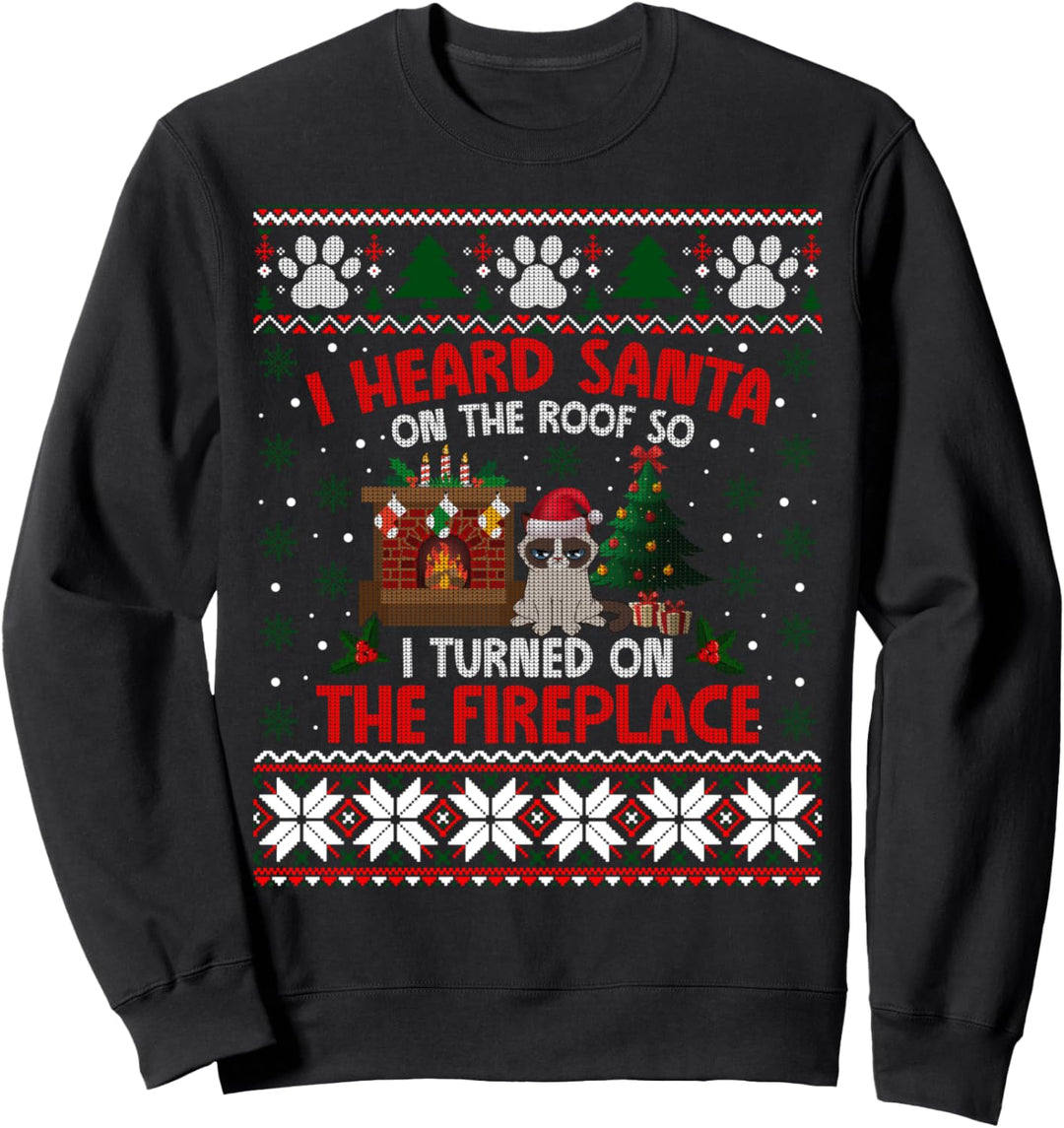 Lustiger Weihnachtspullover mit Katzen-Motiv Sweatshirt