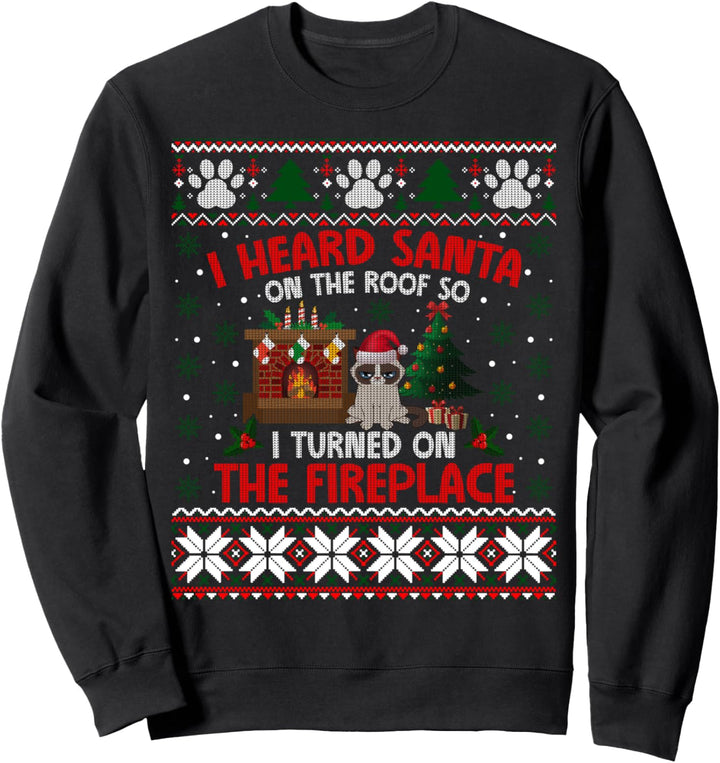 Lustiger Weihnachtspullover mit Katzen-Motiv Sweatshirt