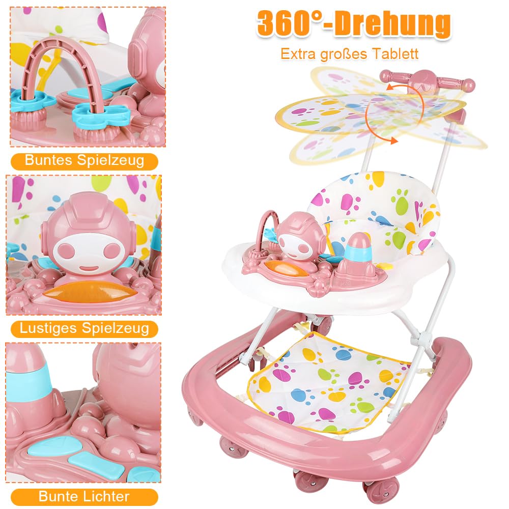 Lauflernhilfe für Babys, Jungen &amp; Mädchen, 2-in-1, höhenverstellbar, Lauflernhilfe für Babys, mit Mu