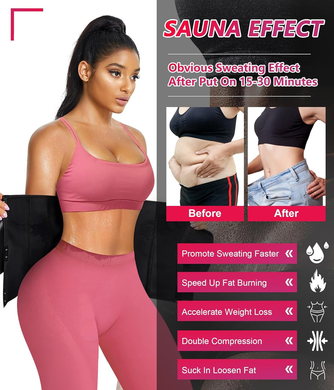 TrainingGirl Damen-Taillentrainer, Korsett, Bauchkontrolle, Workout, Schweissband, schlanker Bauchgü