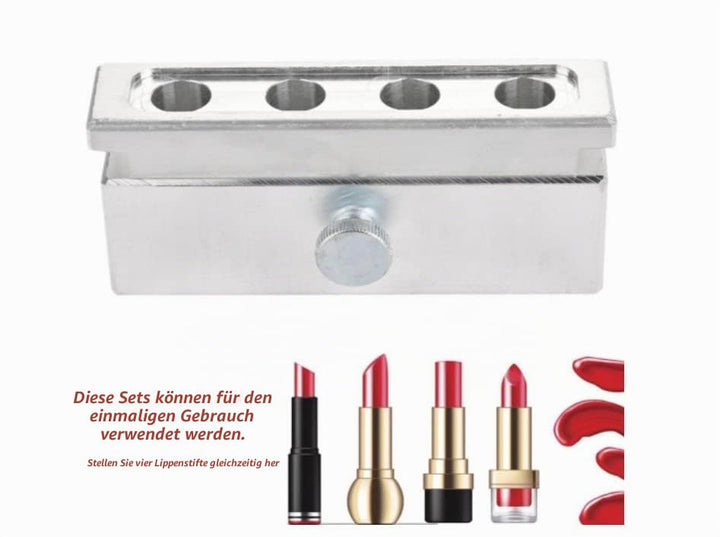 DIY Lippenstiftform, Lippenbalsam machen Tool Kit Set, 4 Kavitäten DIY Lippenstiftform Aluminiumlegi