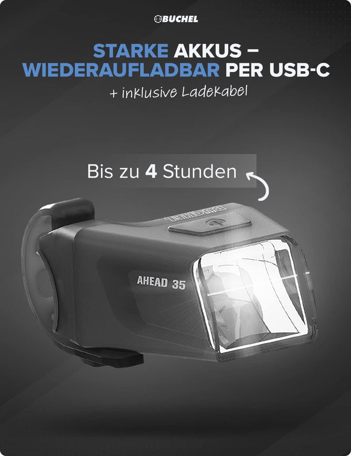 Büchel Ahead Frontlicht I 35/15 Lux Design genau mittig am Lenker StVZO zugelassen und Regenfest LED