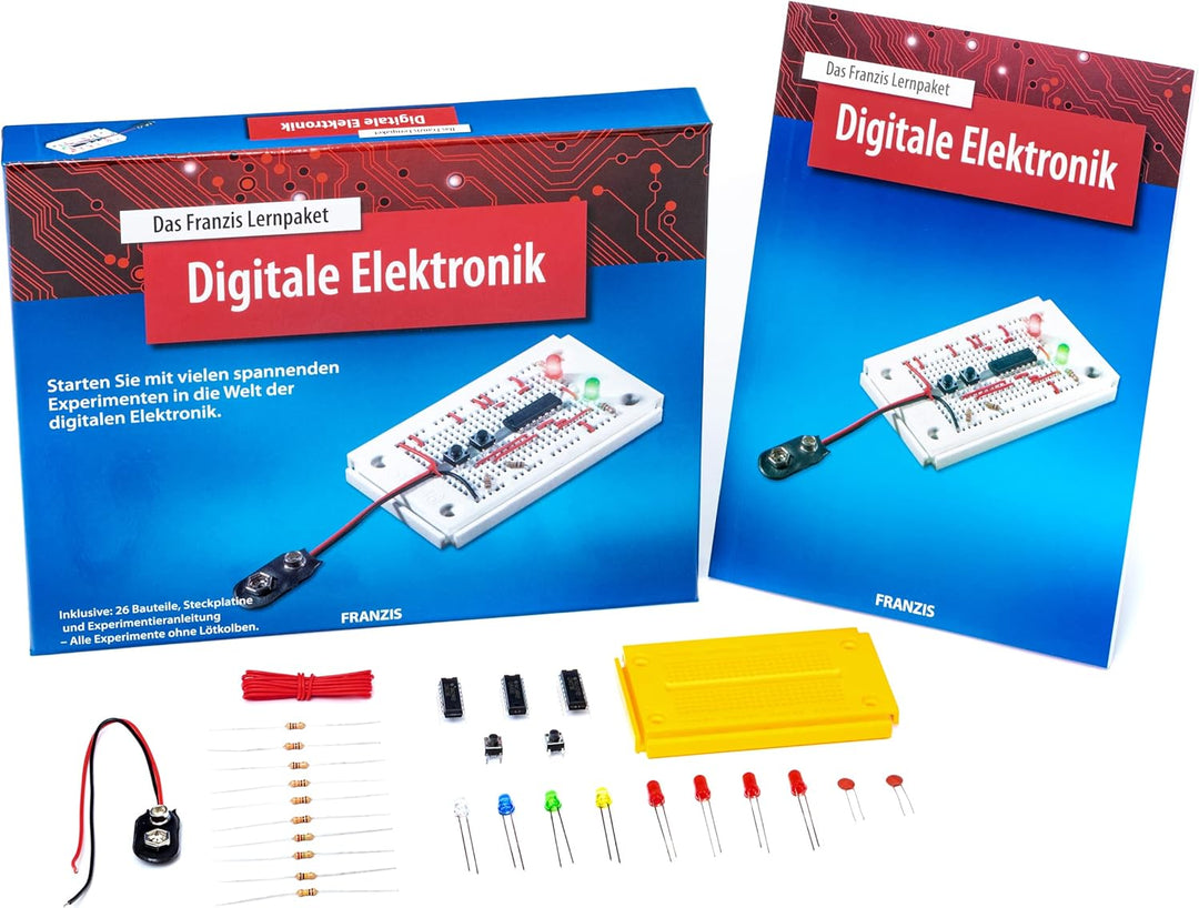 FRANZIS 65315 - Lernpaket Digitale Elektronik, Komplettset für 25 Praxis-Projekte, inkl. 84-seitigem